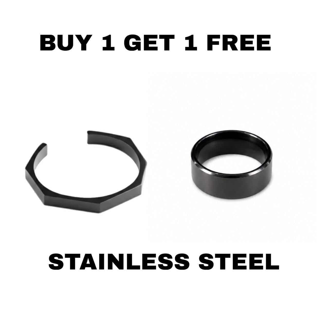 Midnight Edge RING + HEXA BRACELET ( BLACK )