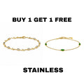 White Tulip + Green Stone Bracelets