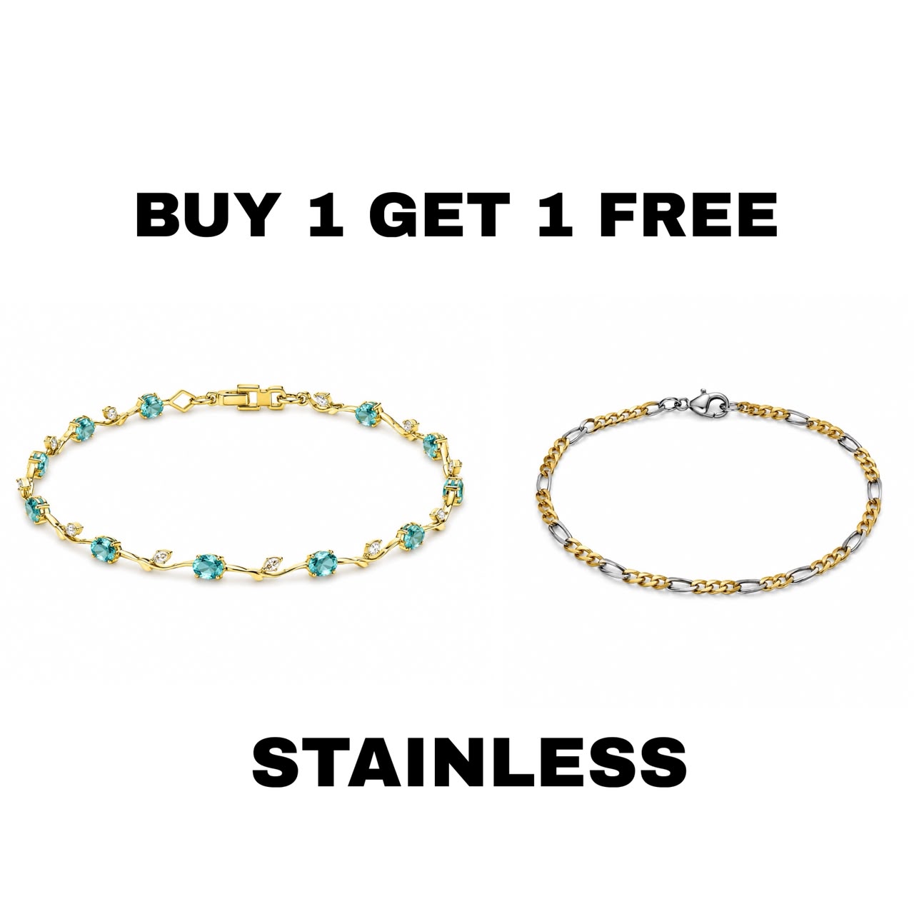 Tulip Blue Blossom Bracelet + Gold & silver bracelet