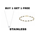 White Heart Pendant + Black Tulip Bracelet