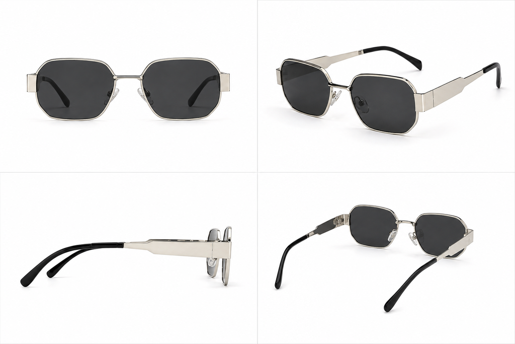 Titan Edge Silver Square Sunglasses