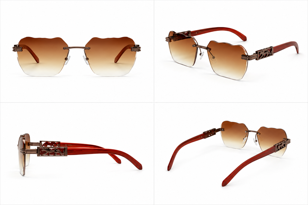 Royal Crest Brown Gradient Rimless Sunglasses