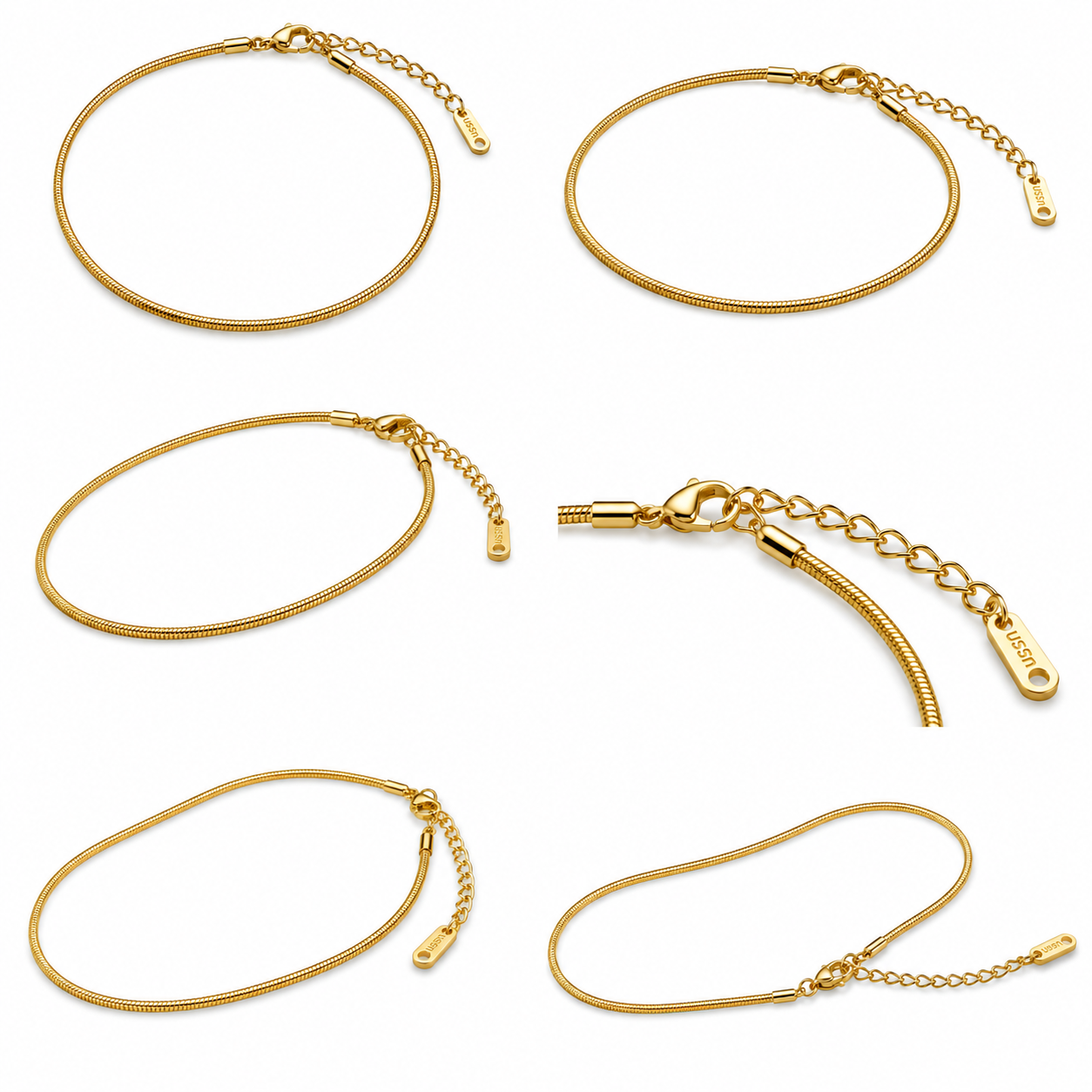 Polished gold snake chain bracelet