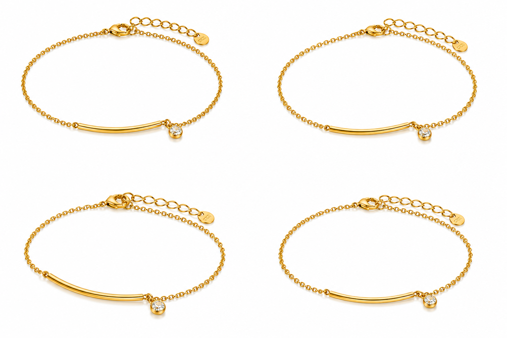 Delicate gold bracelet with crystal detail