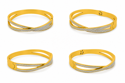 Elegant gold bangle with sparkling stones