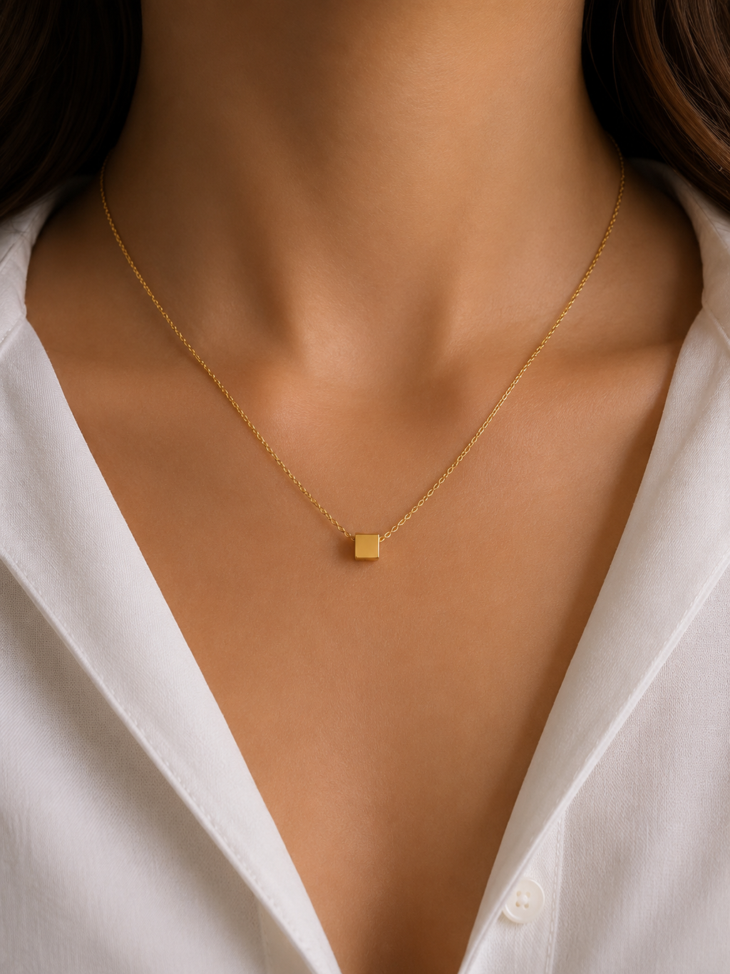 Elegant gold cube pendant