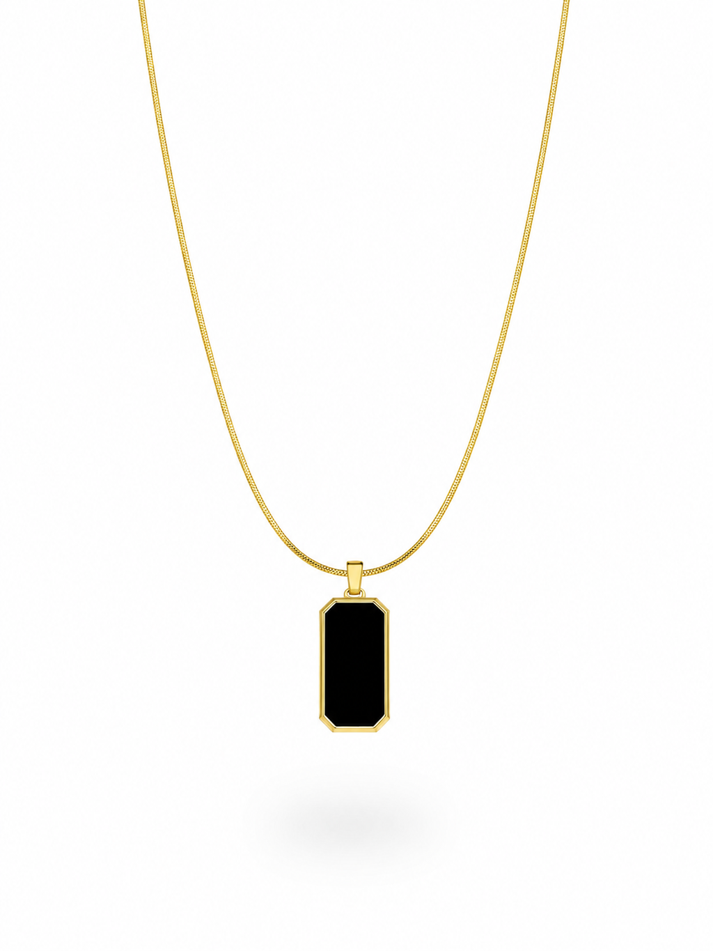 Minimalist silver necklace with black pendant