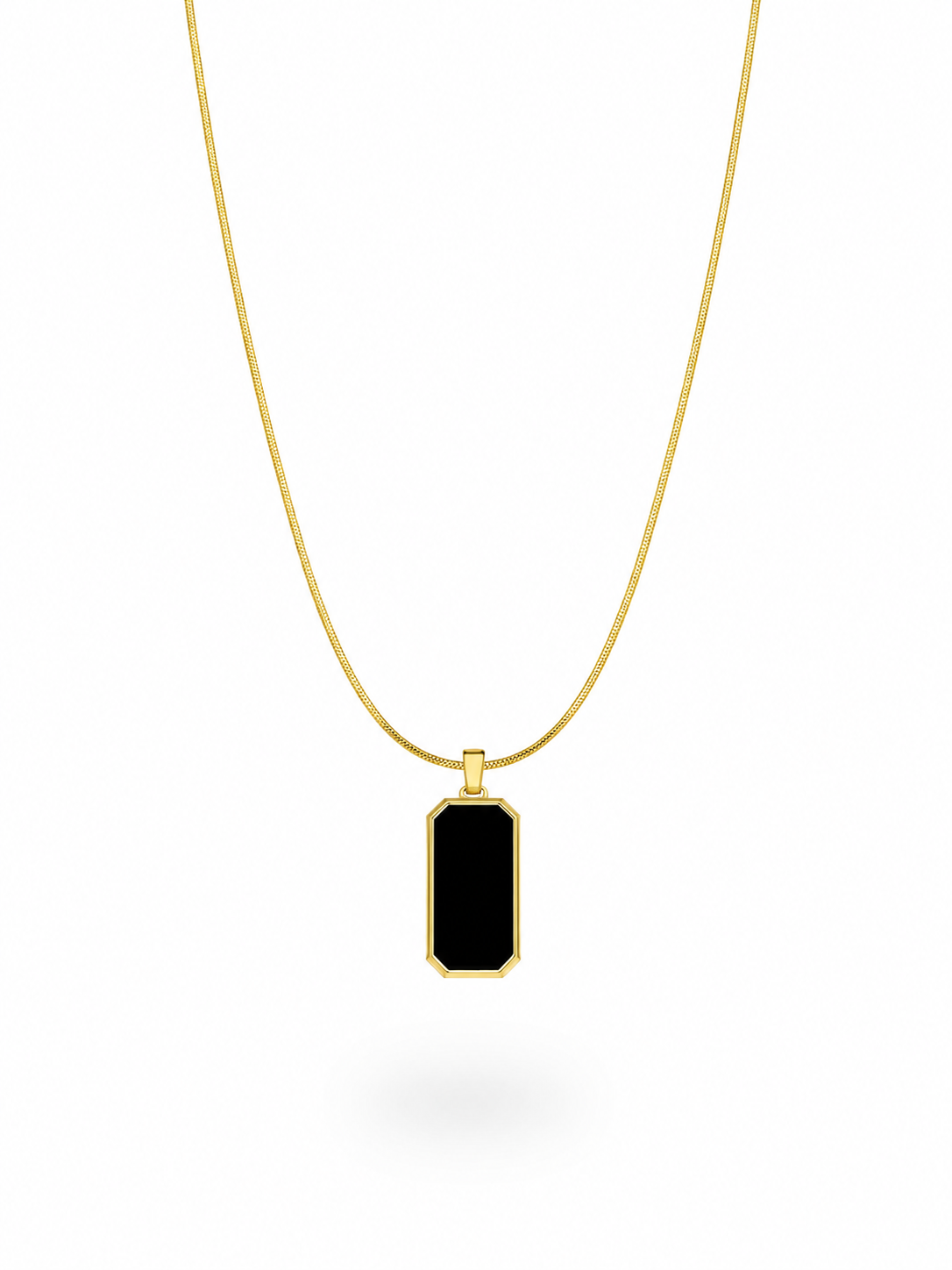 Minimalist silver necklace with black pendant