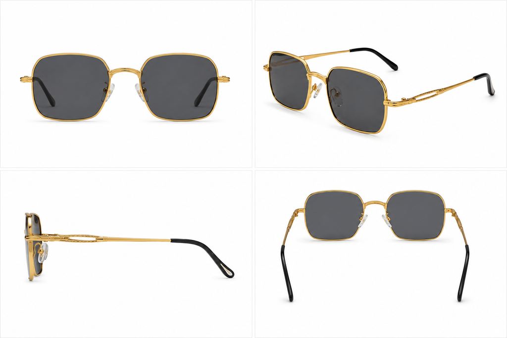 Sleek gold metal sunglasses