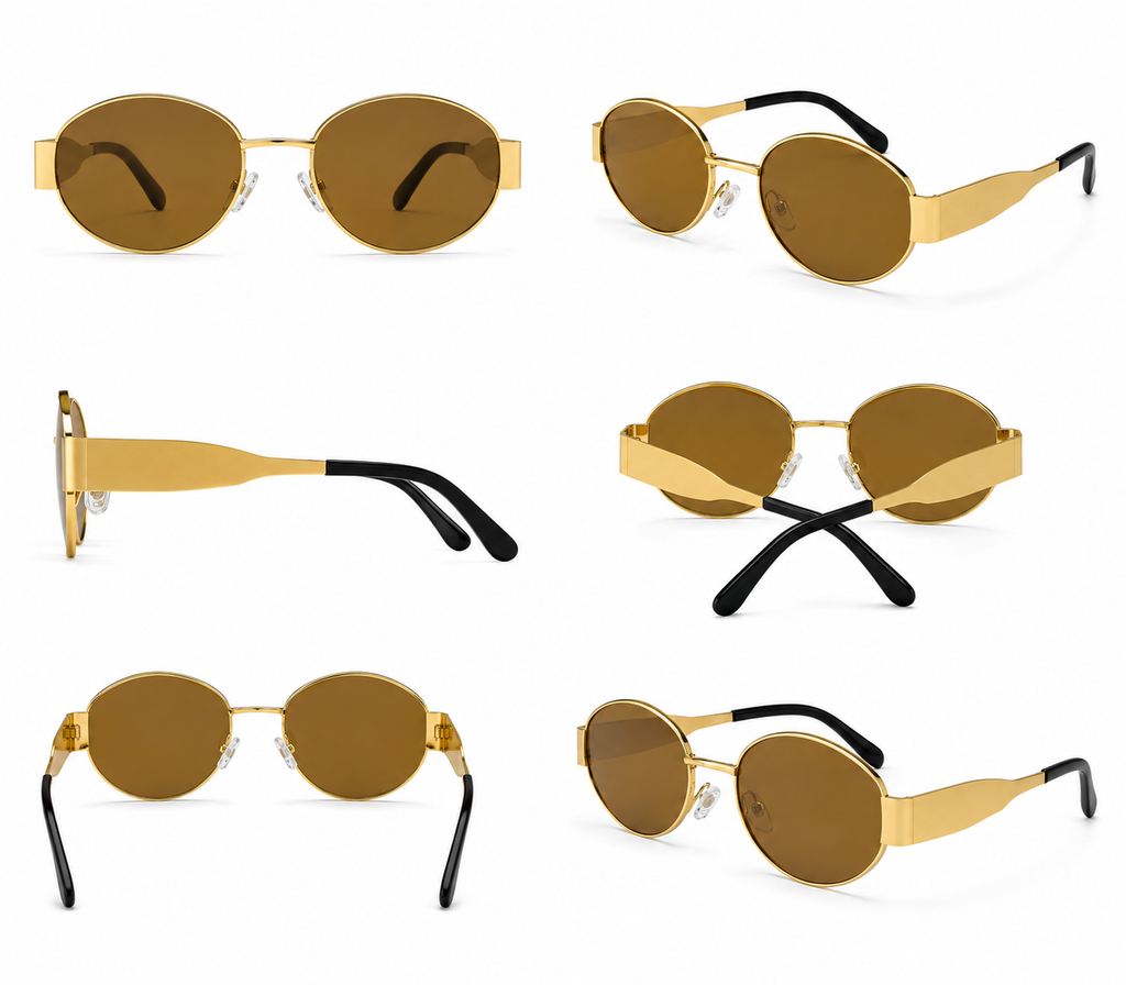 Gold and brown oval sunglasses