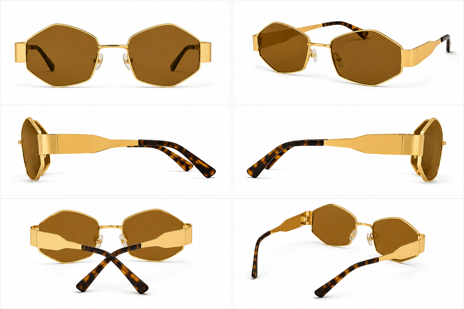 Gold & Brown sunglasses with geometric lenses
