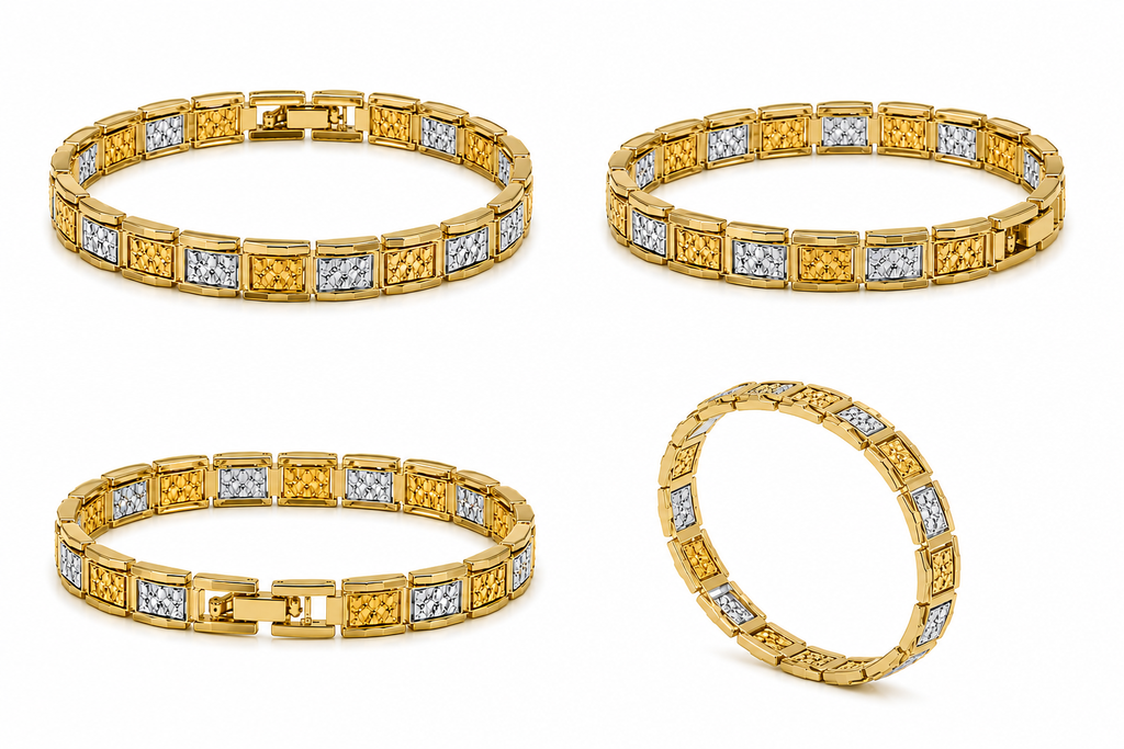 Geometric gold and silver bracelet
