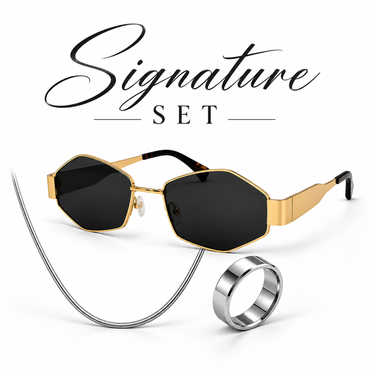 Signature Set: (Sunglasses, Chain, and Ring )