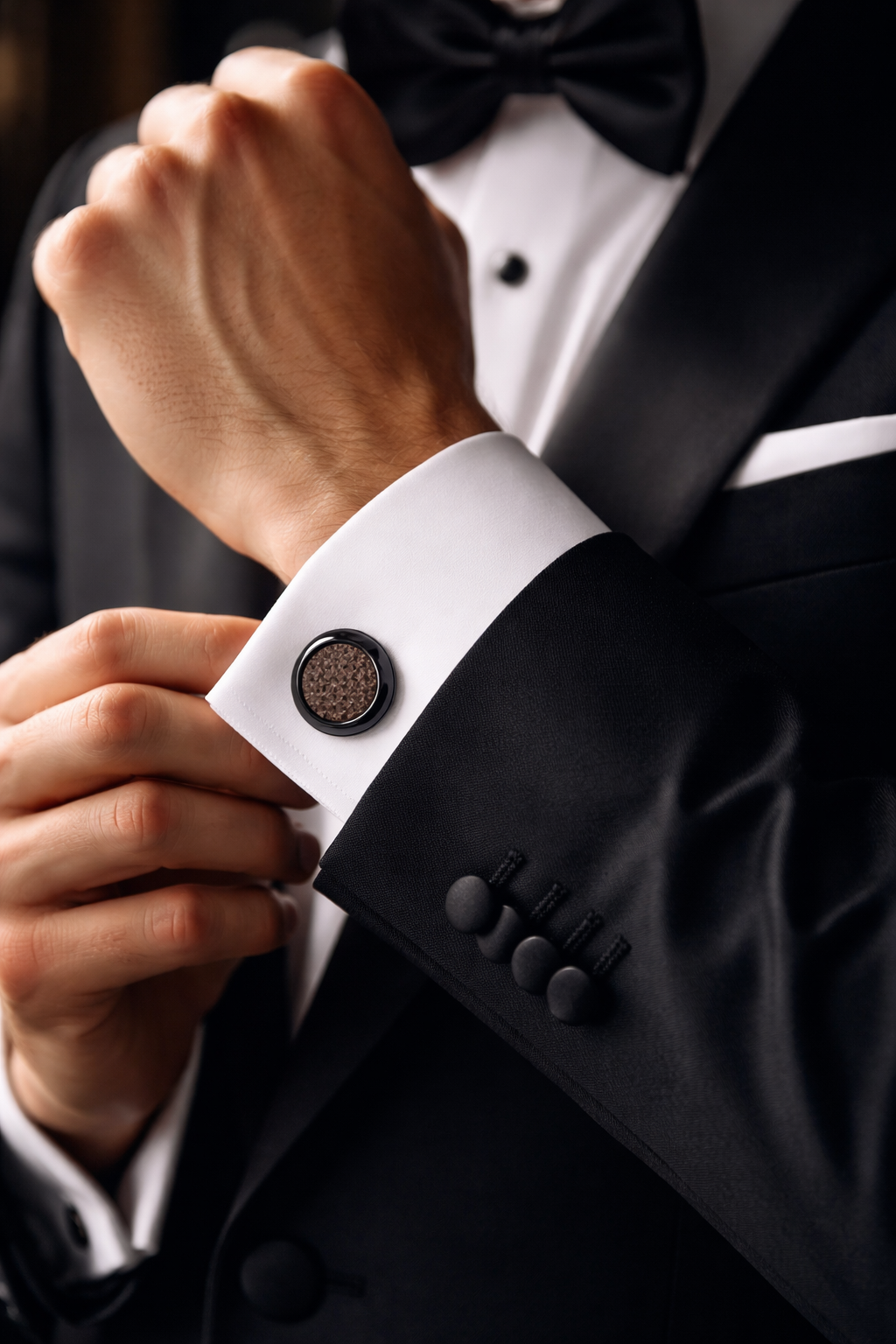 Elegant gunmetal and carbon fibre cufflinks