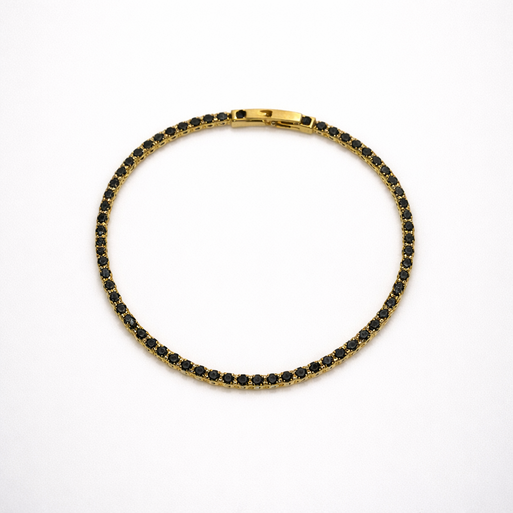 Elegant black diamond tennis bracelet
