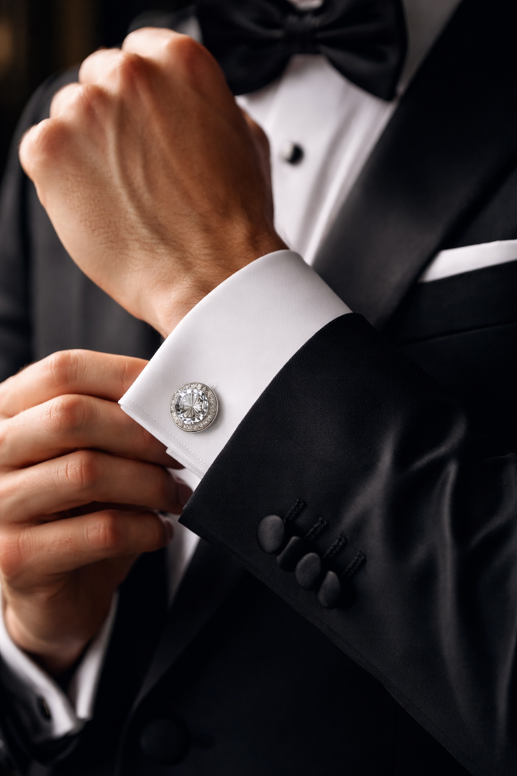 Sparkling diamond cufflinks in white gold