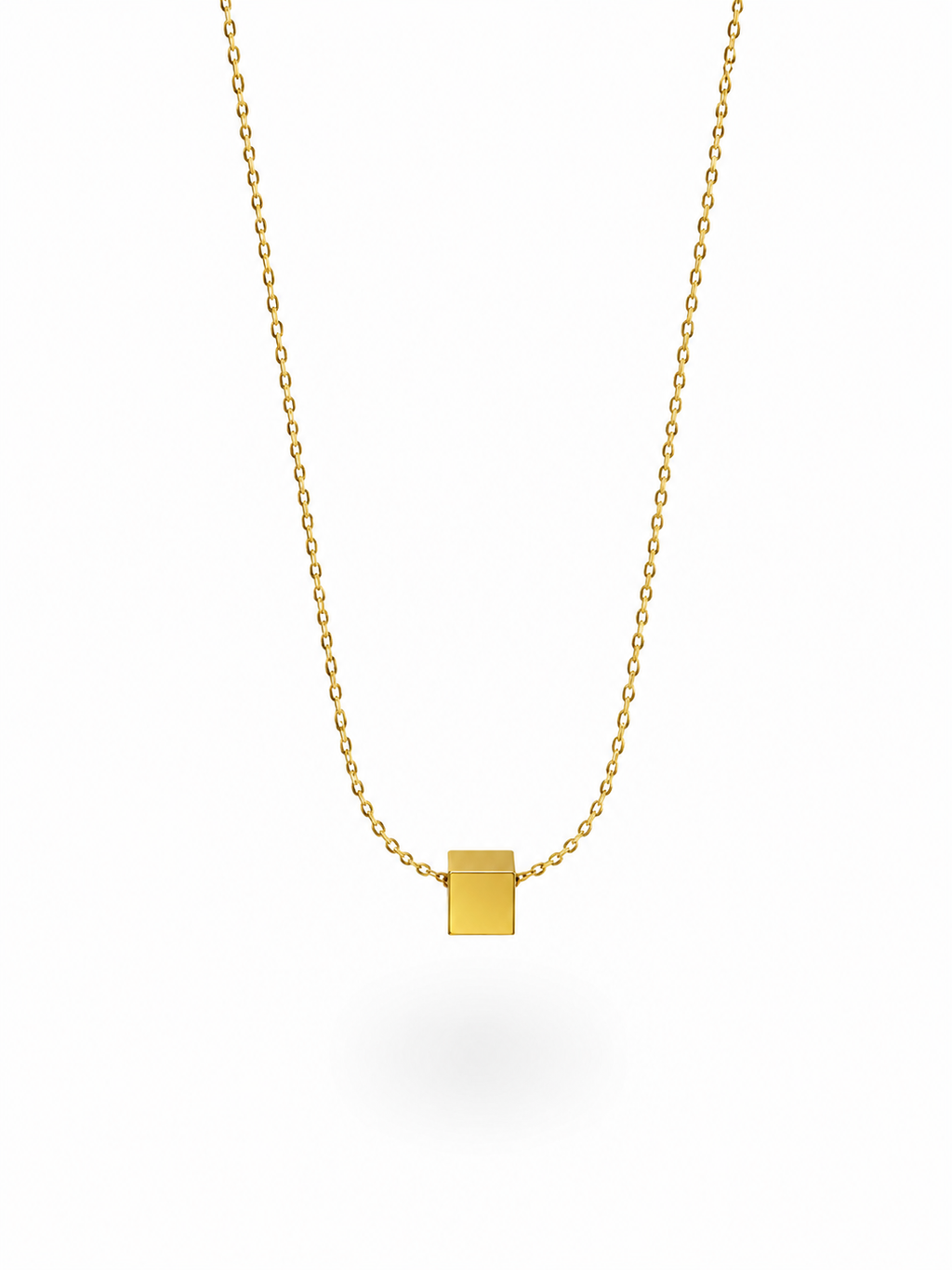 Elegant gold cube pendant