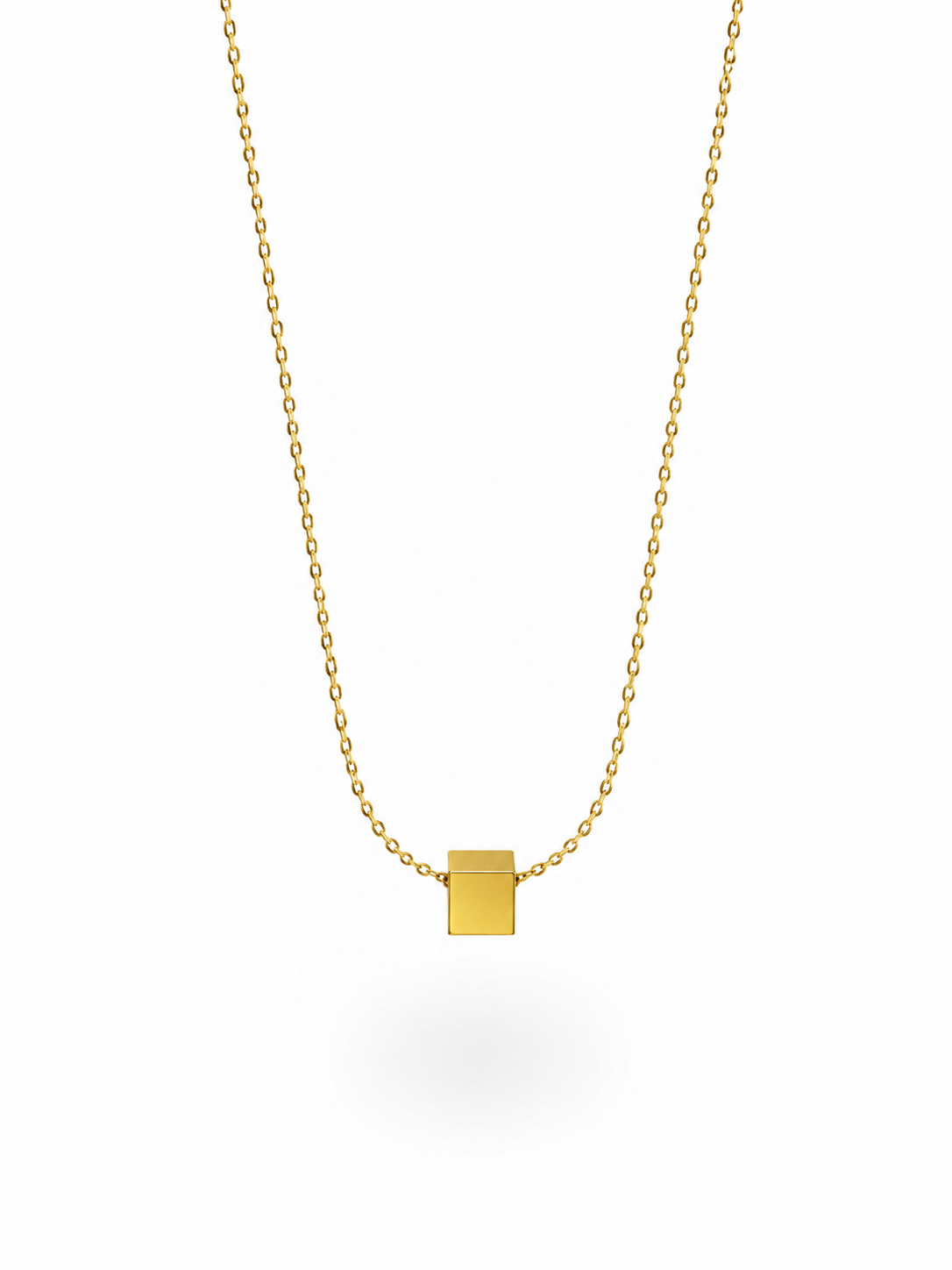 Elegant gold cube pendant