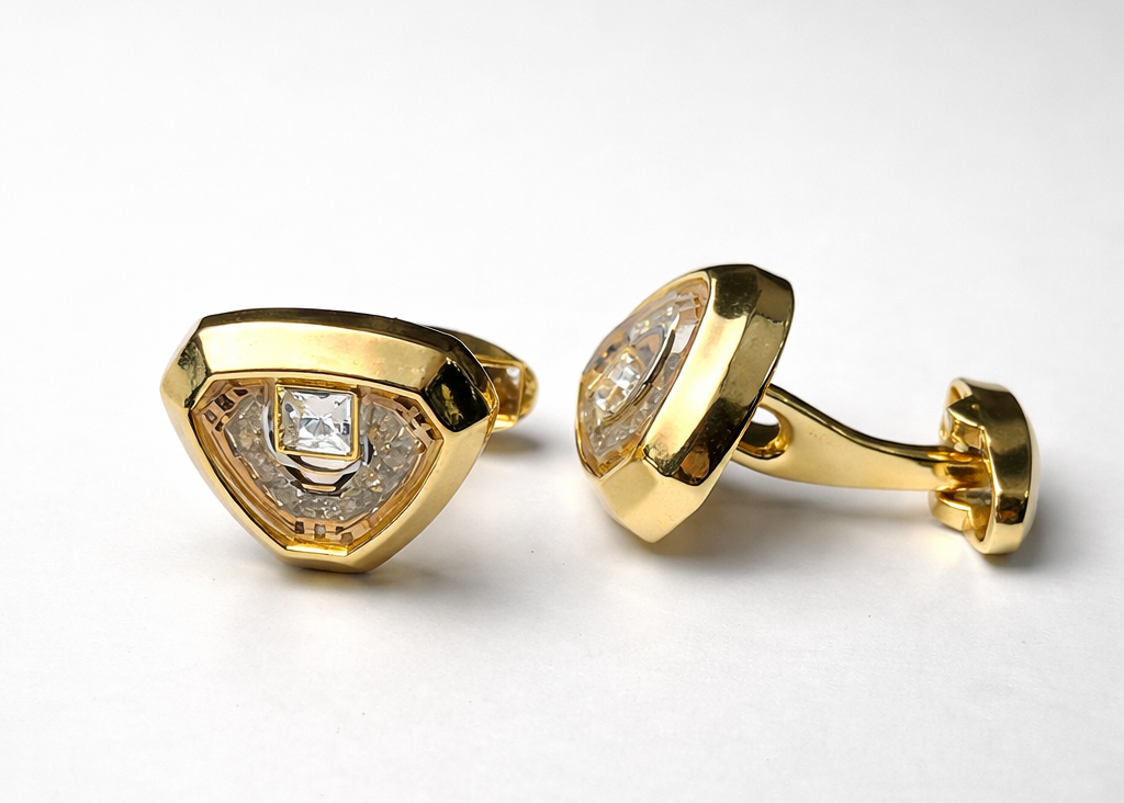 Elegant gold cufflinks with diamonds