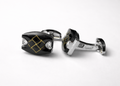 Elegant stainless steel cufflinks with diamonds