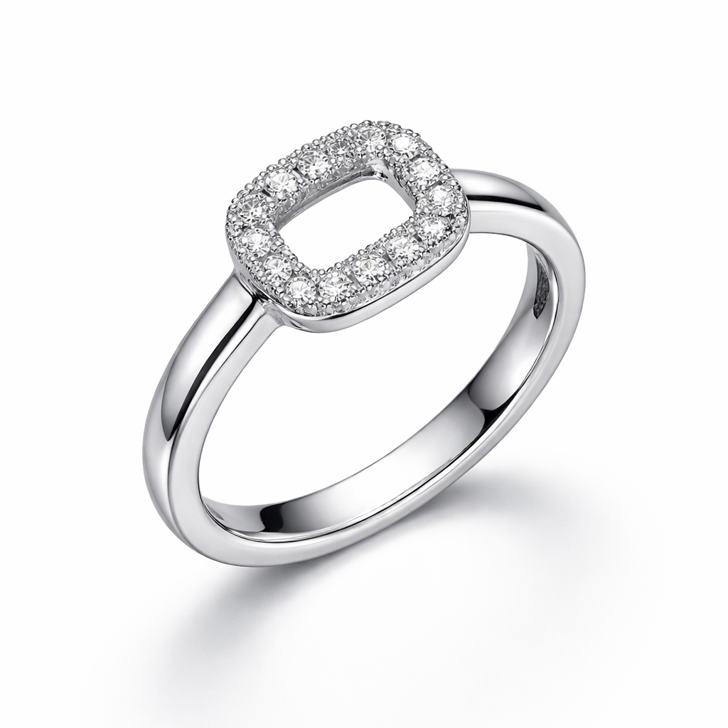 Elegant white gold diamond ring
