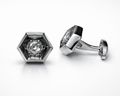 Elegant white silver hexagonal Cuflink