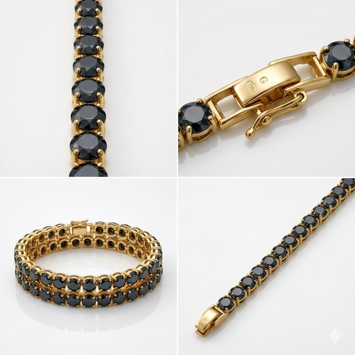 Elegant black diamond tennis bracelet