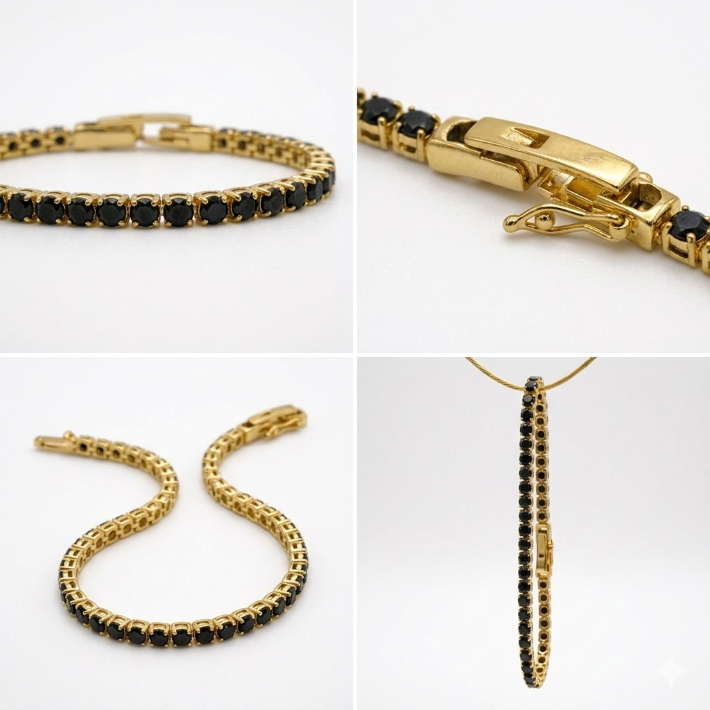 Elegant black diamond tennis bracelet