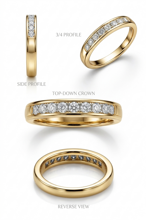 Elegant diamond wedding band in gold