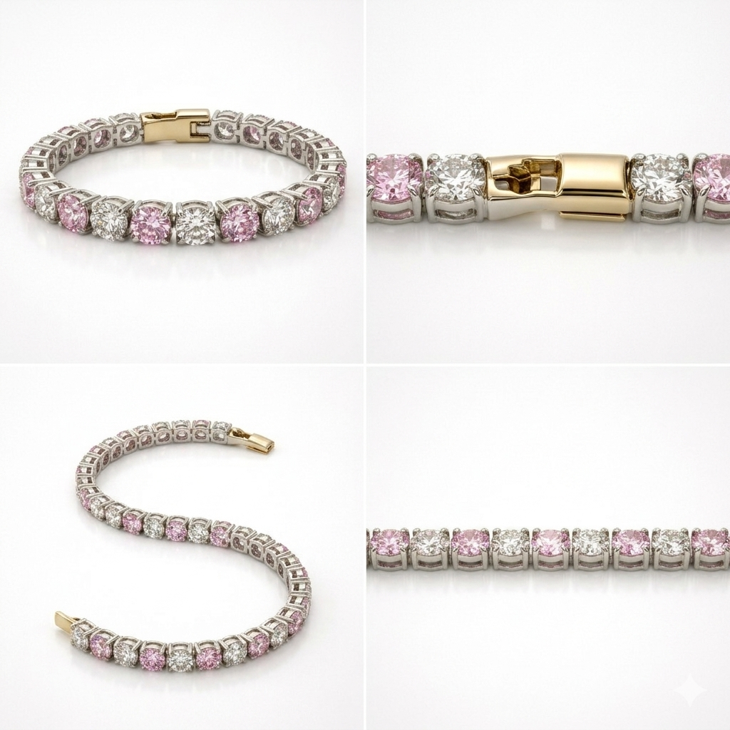Elegant pink sapphire and diamond bracelet