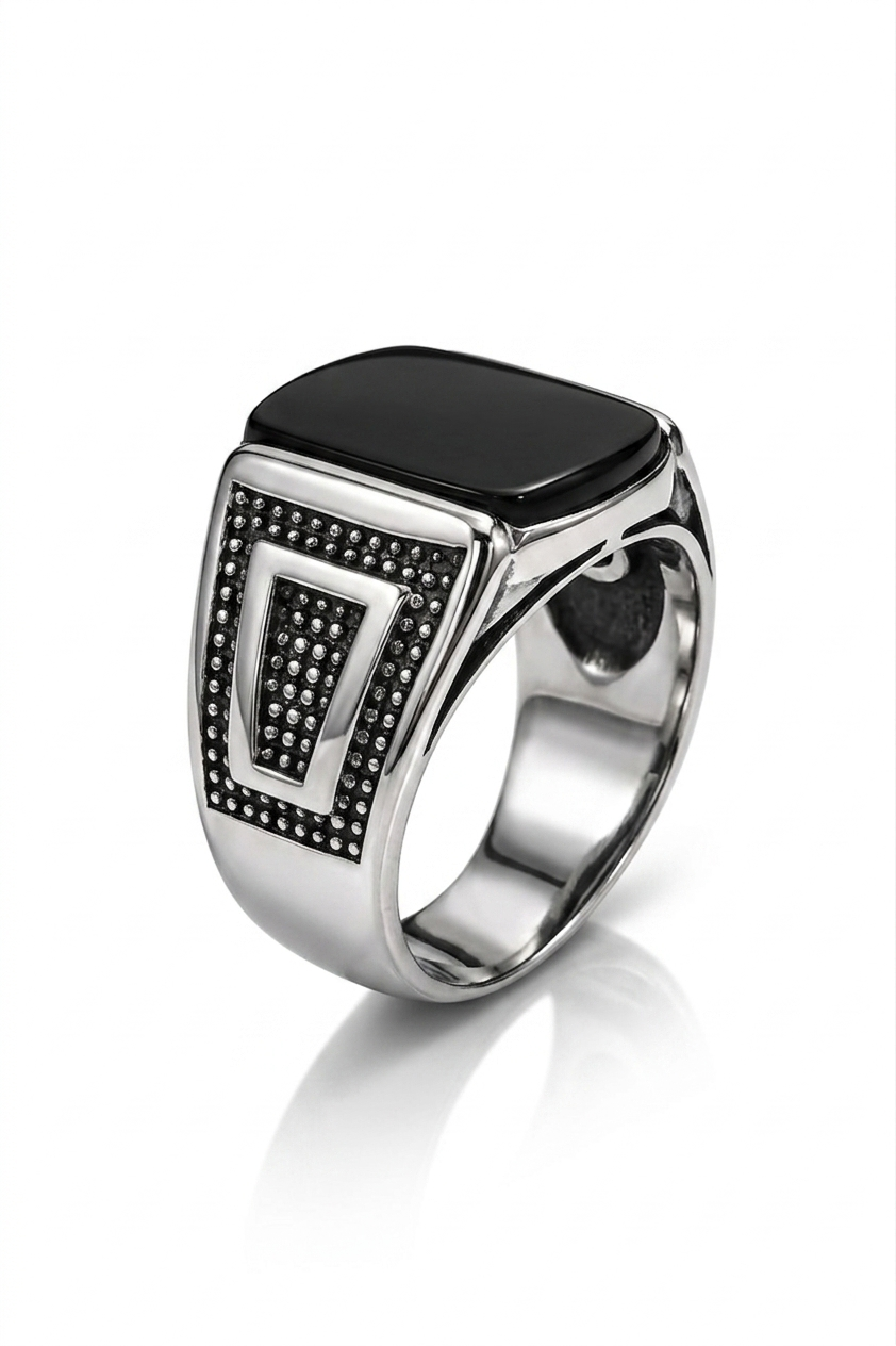 Sleek black onyx signet ring