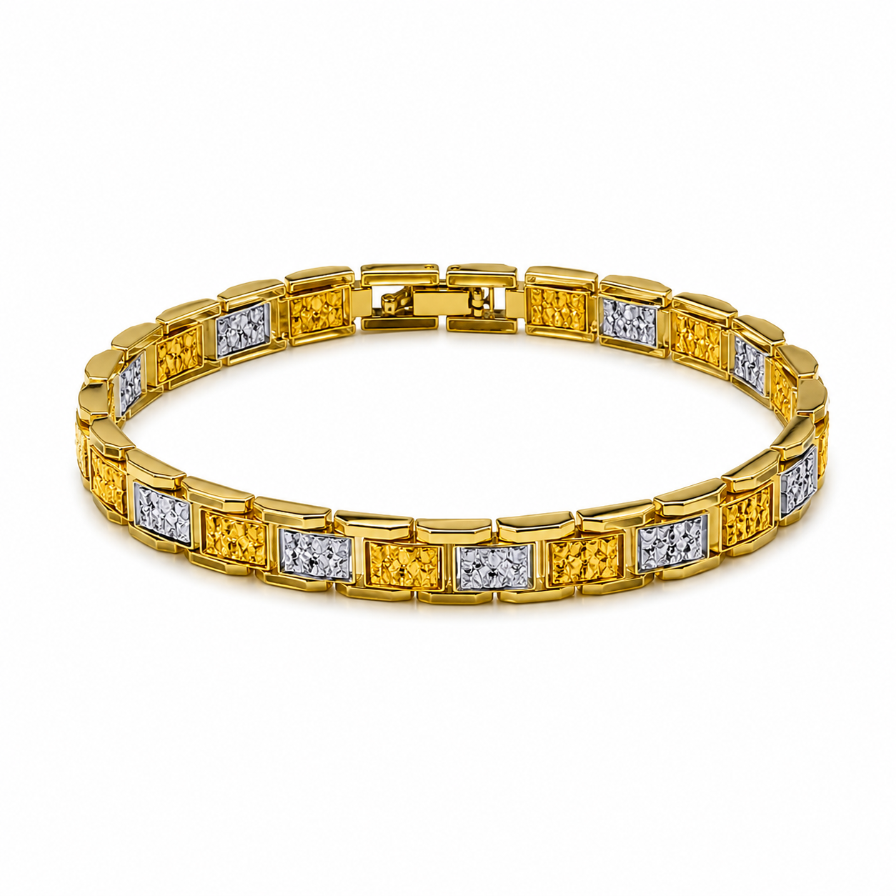 Geometric gold and silver bracelet