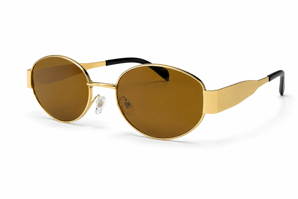 Gold and brown oval sunglasses
