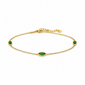 Gold bracelet with green gemstones