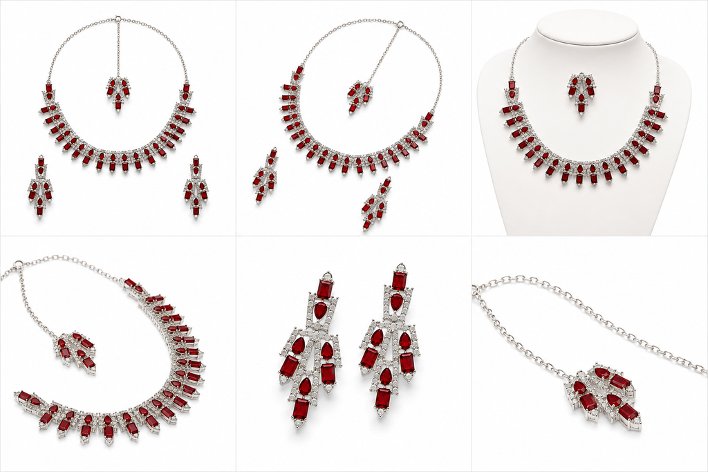 Red Gemstone Choker Jewelry Set
