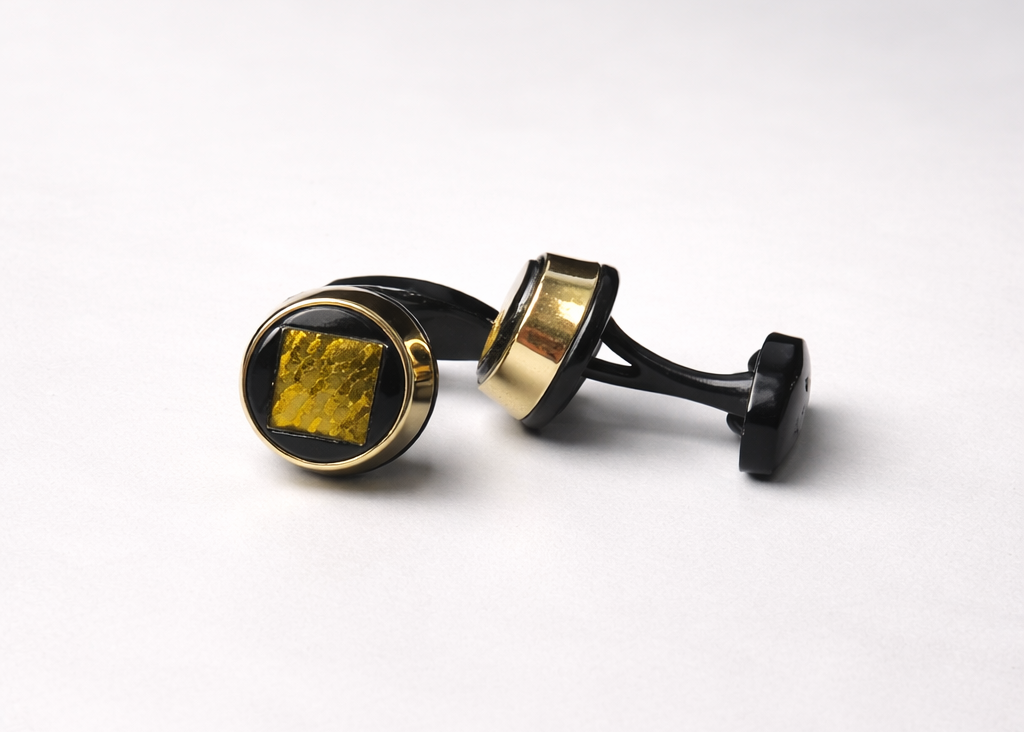 Luxurious black and gold stud Cuflink