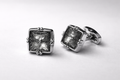 Luxury silver cufflinks with diamonds