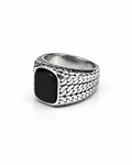 Minimalist silver onyx signet ring