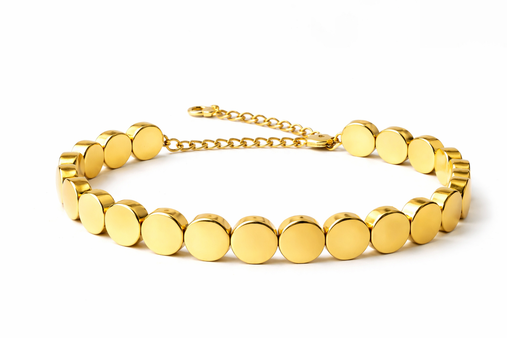 Shiny gold octagonal bracelet close-up