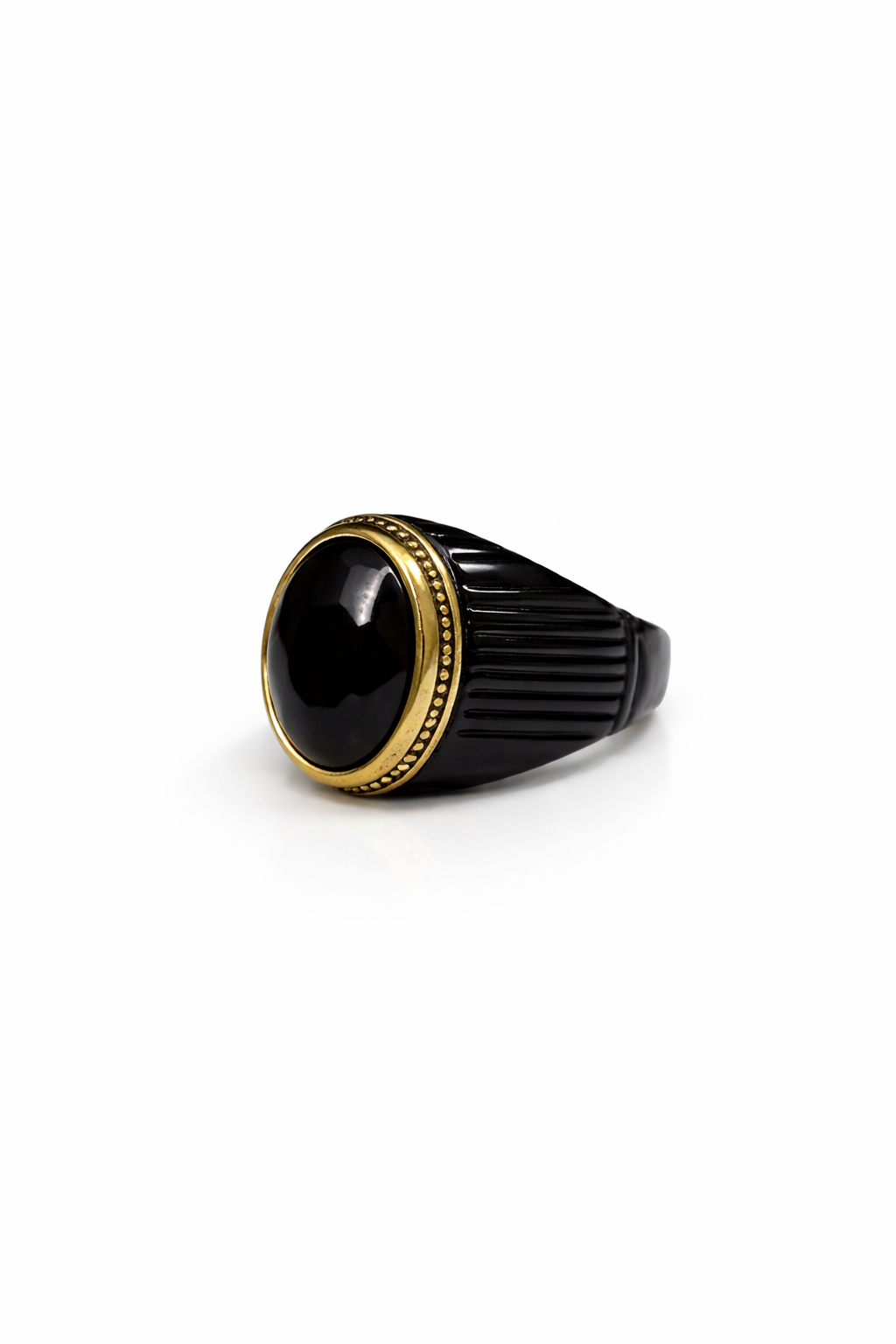 Sleek black and gold signet ring