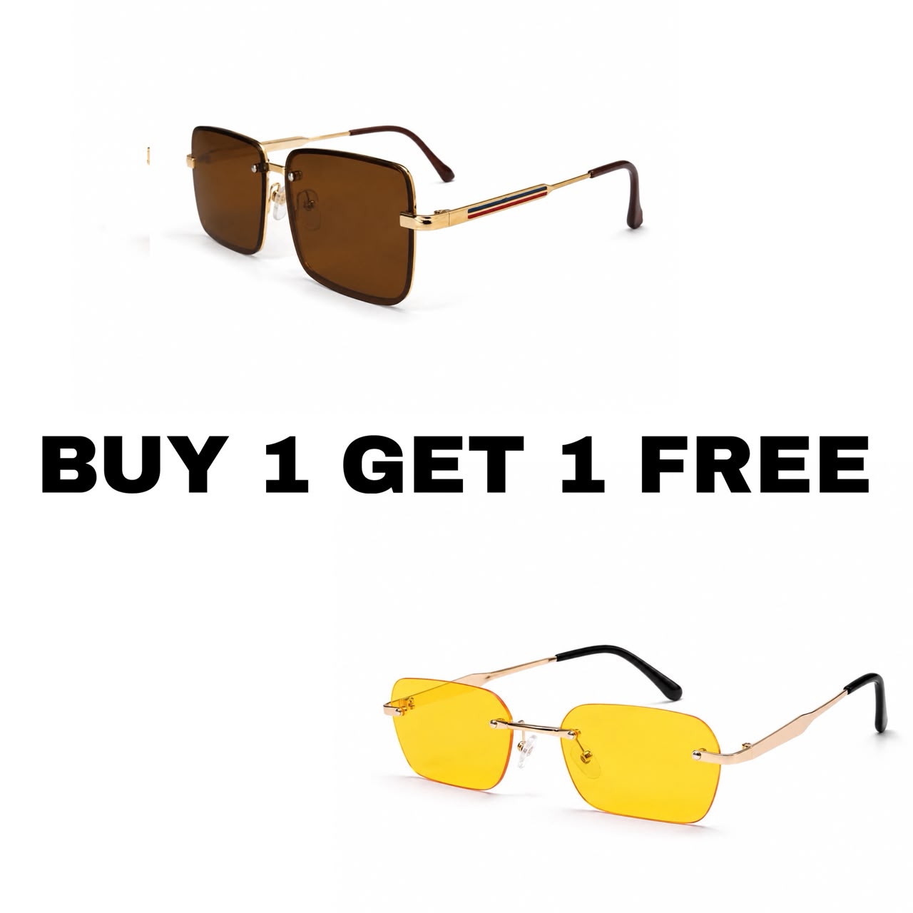 Solar Vision Gold Rimless Sunglasses + Heritage Gold
